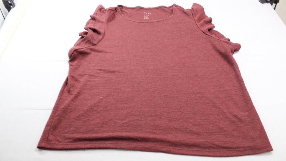A New Day T-Shirt Womens XL Red Crew Neck Short Sleeve Ruffle Flutter Sleeves